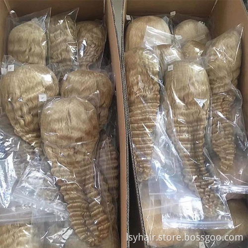 100% Virgin Blonde 613 Russian Hair Curly Front Lace Wig, Hd Transparent Film Thin Swiss Lace Wholesale Full Lace Wigs Vendors
